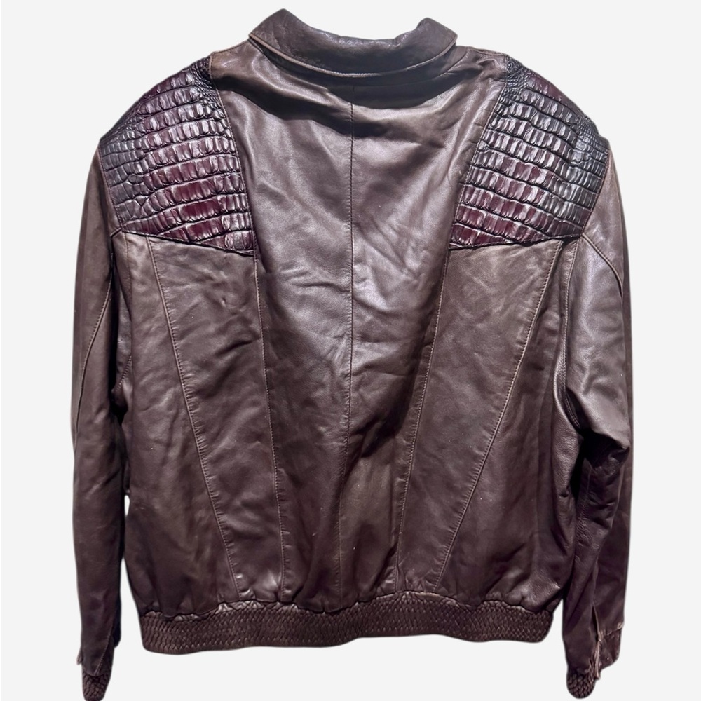 Continental Fashions Leather Crocodile Bomber Jacket 1970s - Picture 2 of 10
